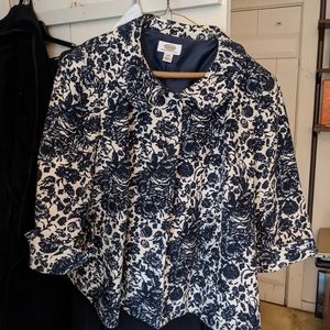 Talbot's Navy Brocade Jacket - Size 18P